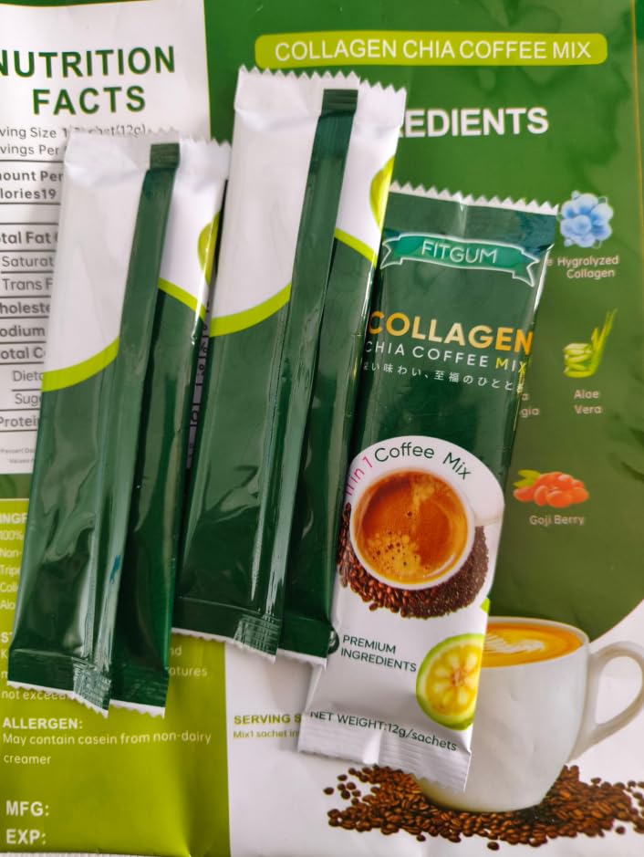 コーヒー FITGUMCOLLAGENCHIACOFFEEMIX120g 5set FITGUM 20X Collagen Chia Coffee, 11 in 1 Shape Coffee Mix